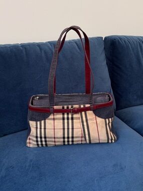 Burberry Vintage Denim-Trimmed  Nova Check‎ Shoulder Bag